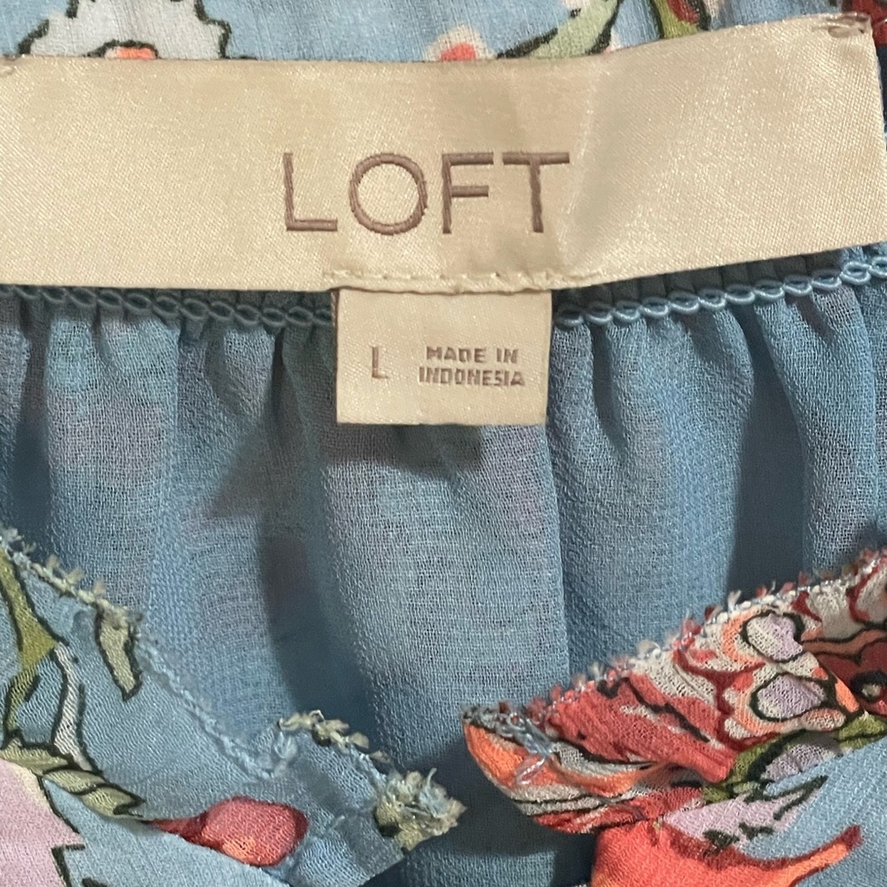 Loft Garden Ruffle Neck Chiffon Style Size Large - Picture 10 of 12